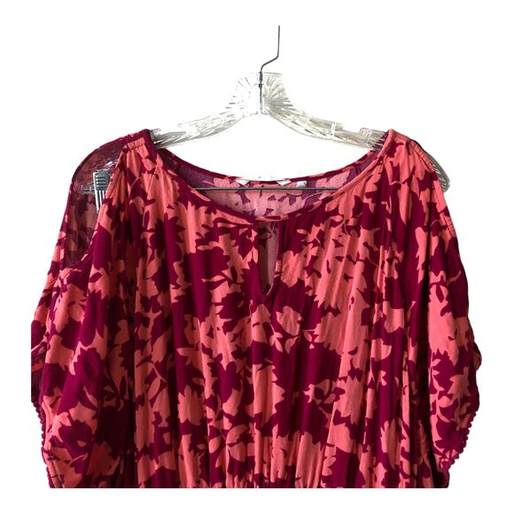 Soft Surroundings Womens Midi Dress Petite PL Floral Cold Shoulder Elastic Waist - Picture 4 of 9